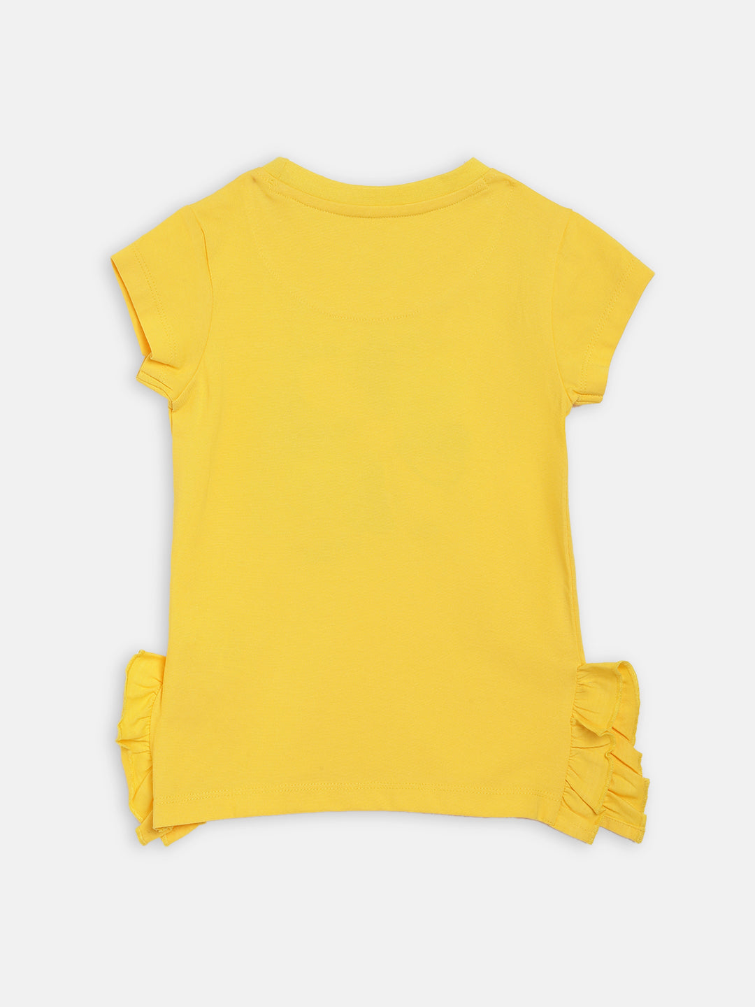 Elle Kids Girls Yellow Solid Round Neck Top