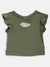 Elle Kids Girls Green Solid Round Neck Top