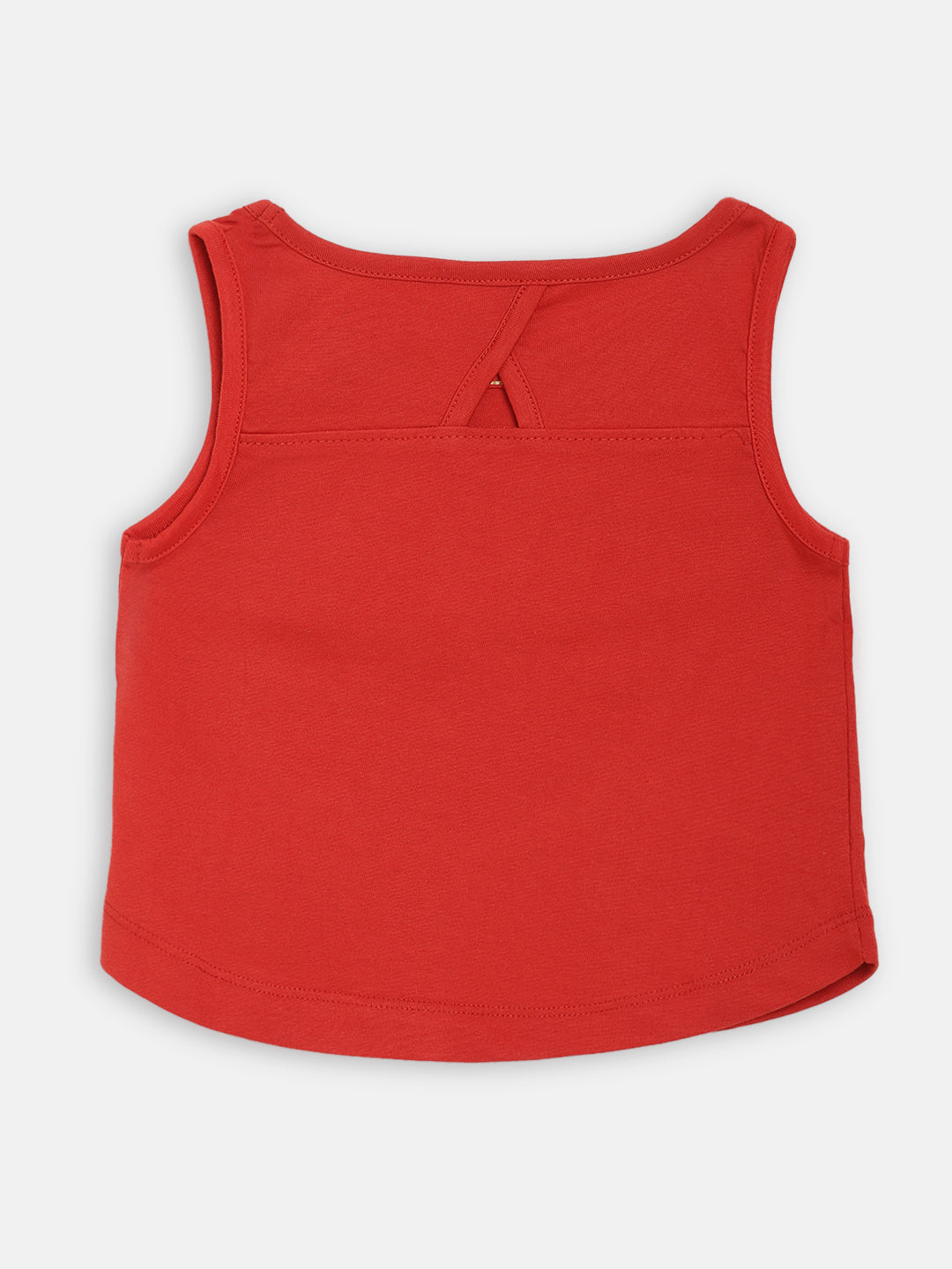 Elle Kids Girls Red Embroidered Round Neck Top