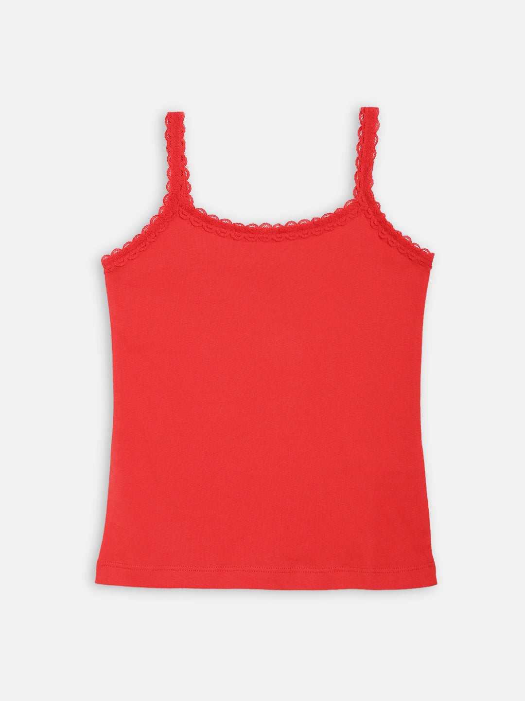 Blue Giraffe Girls Red Solid Square Neck Top