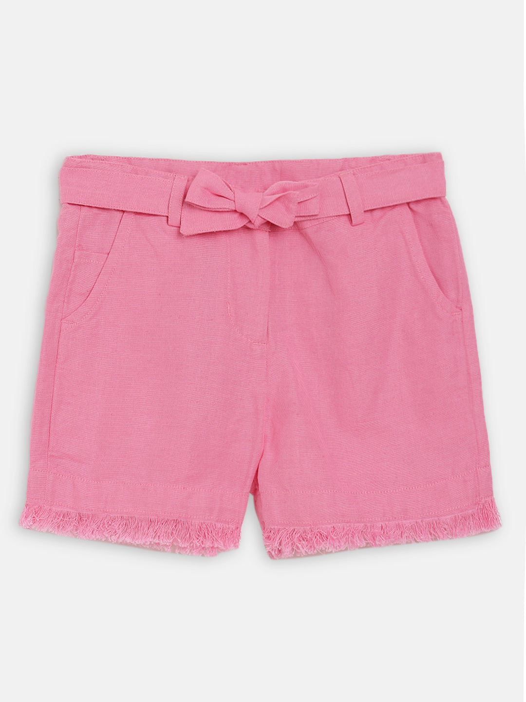 Blue Giraffe Girls Pink Solid Slim Fit Shorts