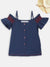 Elle Kids Girls Navy Solid Round Neck Top