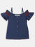 Elle Kids Girls Navy Solid Round Neck Top