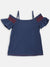 Elle Kids Girls Navy Solid Round Neck Top