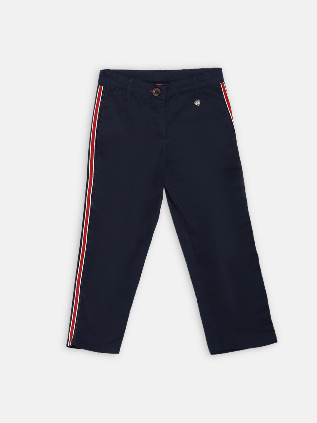 Blue Giraffe Girls Navy Solid Regular Fit Trouser