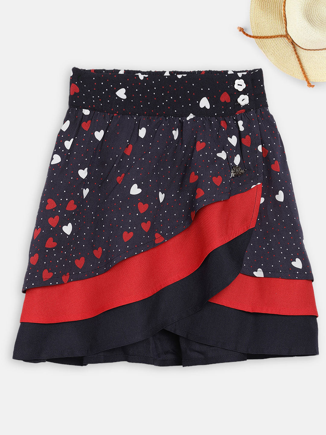 Elle Kids Girls Blue Printed A Line Skirt