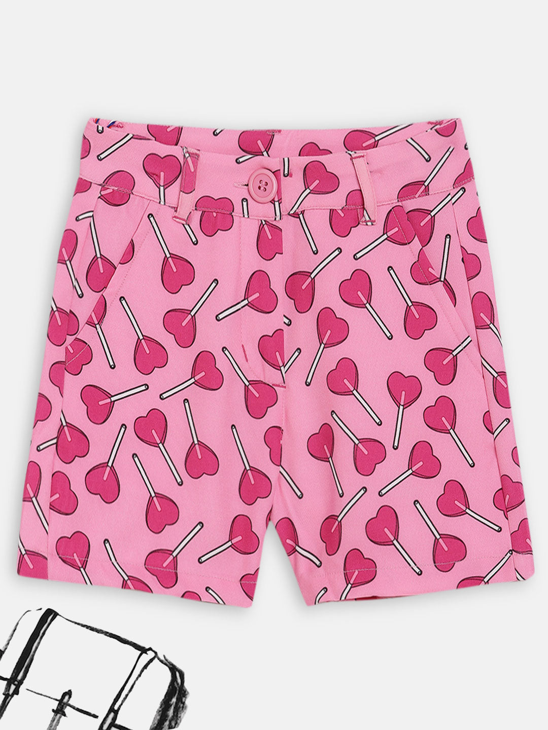 Elle Kids Girls Pink Printed Regular Fit Shorts