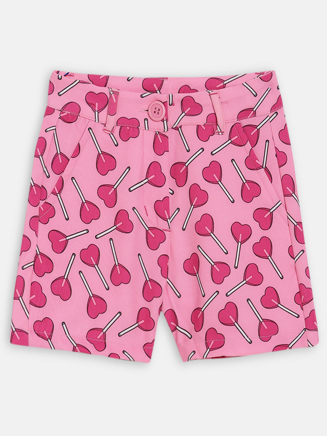 Elle Kids Girls Pink Printed Regular Fit Shorts