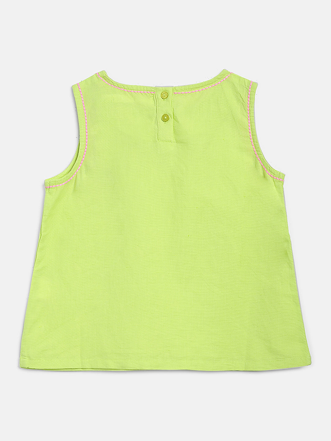 Elle Kids Girls Yellow Embroidered Round Neck Top