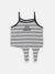 Blue Giraffe Girls Grey Striped Round Neck Top