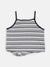 Blue Giraffe Girls Grey Striped Round Neck Top