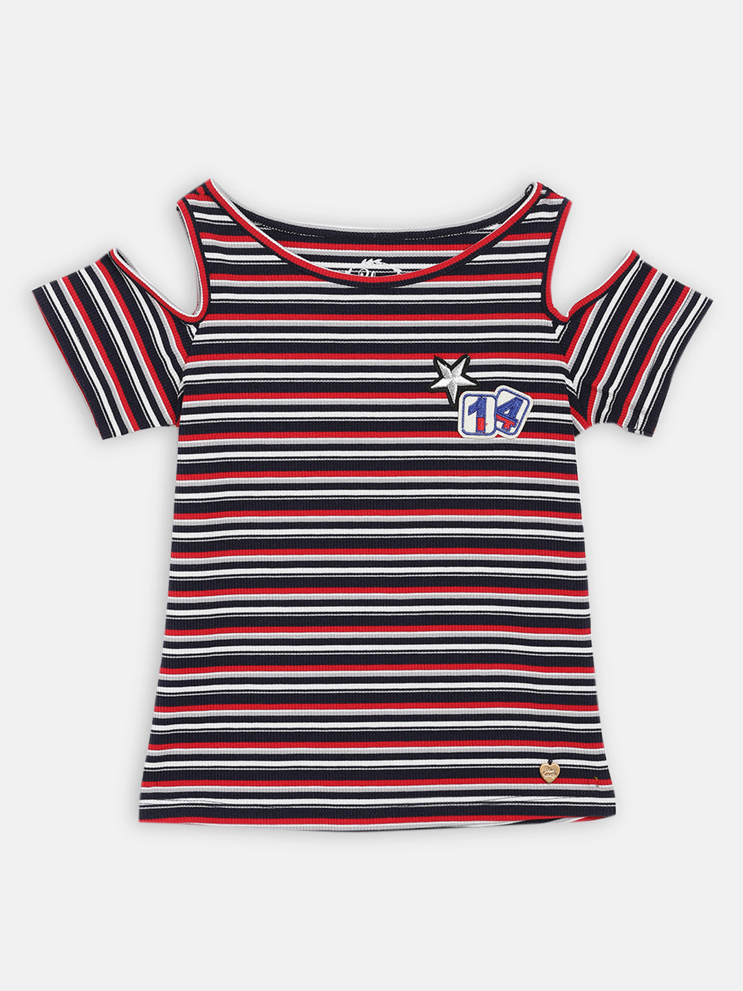 Blue Giraffe Girls Navy Striped Round Neck Top