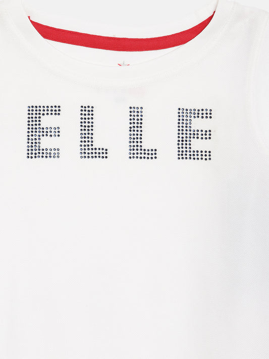 Elle Kids Girls White Embroidered Round Neck Top