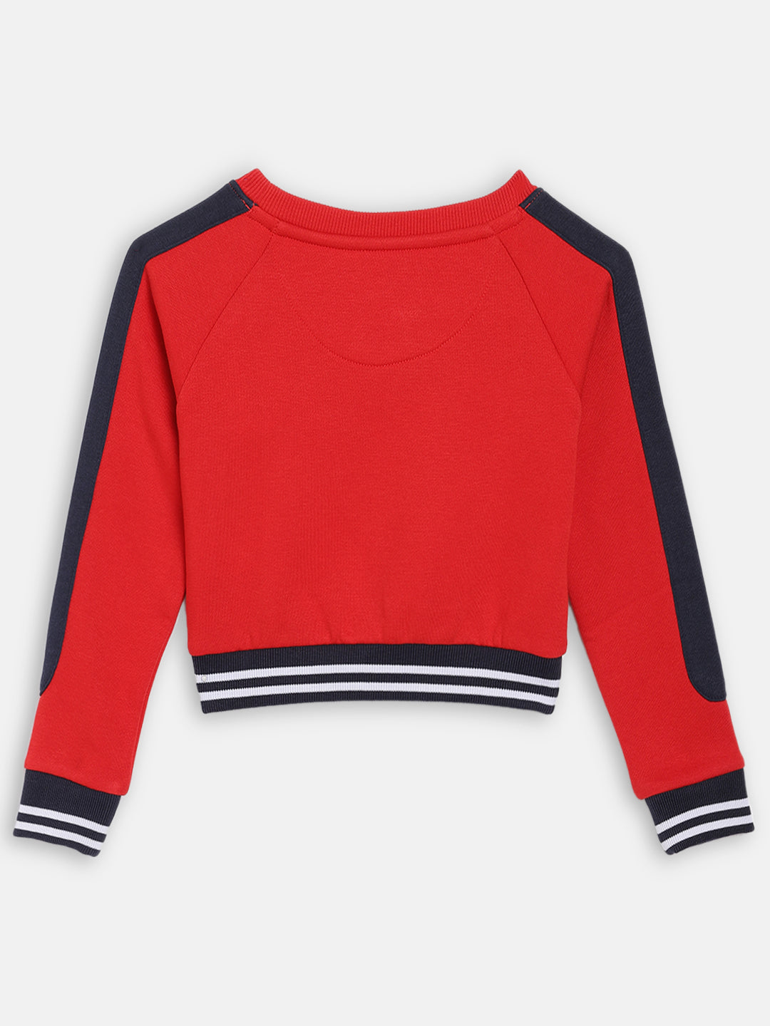 Blue Giraffe Girls Red Solid Round Neck Sweatshirt