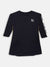 Blue Giraffe Girls Navy Solid Round Neck Dress