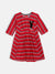 Blue Giraffe Girls Red Striped Round Neck Dress