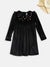 Blue Giraffe Girls Black Solid Round Neck Dress