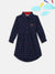 Elle Kids Girls Navy Checked Round Neck Dress