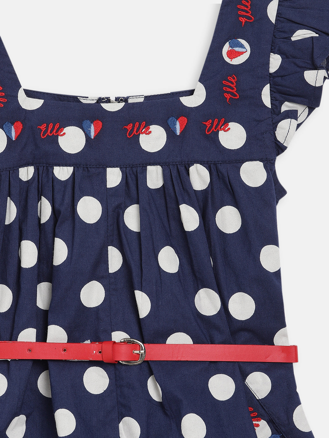 Elle Kids Girls Navy Printed Round Neck Playsuit