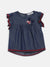 Elle Kids Girls Navy Printed Round Neck Top