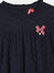 Blue Giraffe Girls Blue Embroidered Round Neck Dress