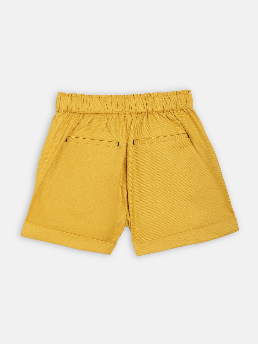 Blue Giraffe Girls Yellow Solid Regular Fit Shorts