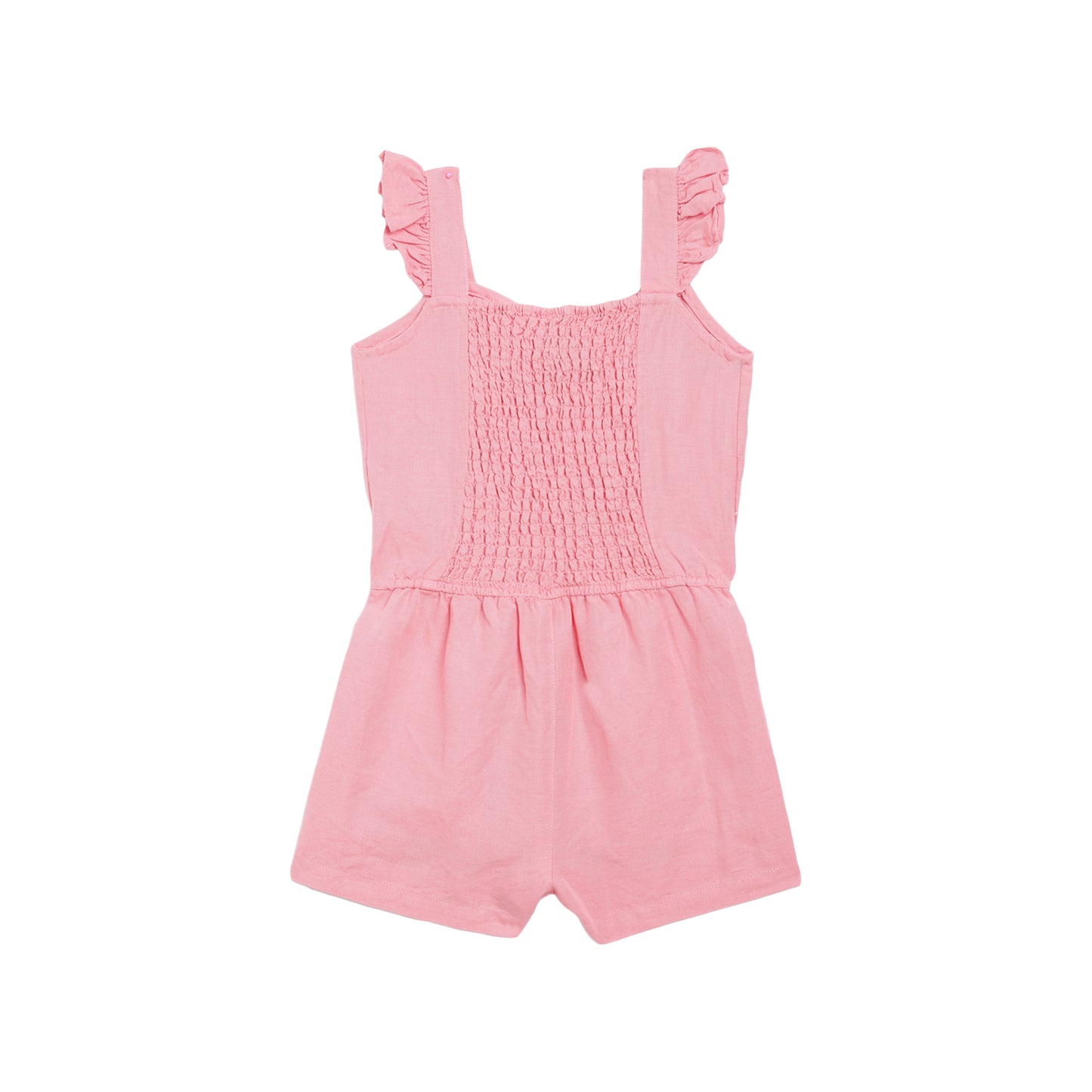 Blue Giraffe Girls Pink Solid Square Neck Playsuit