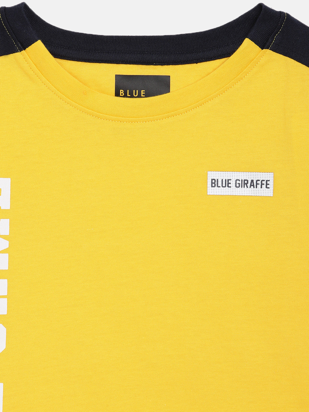 Blue Giraffe Boys Yellow Self - Design Round Neck TShirt