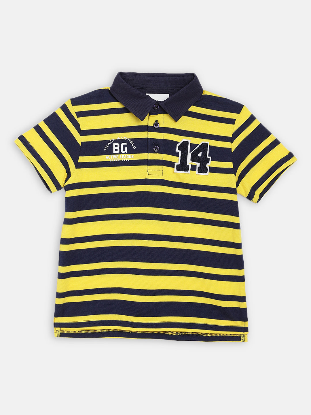 Blue Giraffe Boys Yellow Striped Polo TShirt