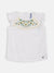 Blue Giraffe Girls White Embroidered Round Neck Top