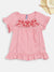 Blue Giraffe Girls Pink Embroidered Round Neck TShirt