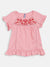 Blue Giraffe Girls Pink Embroidered Round Neck TShirt