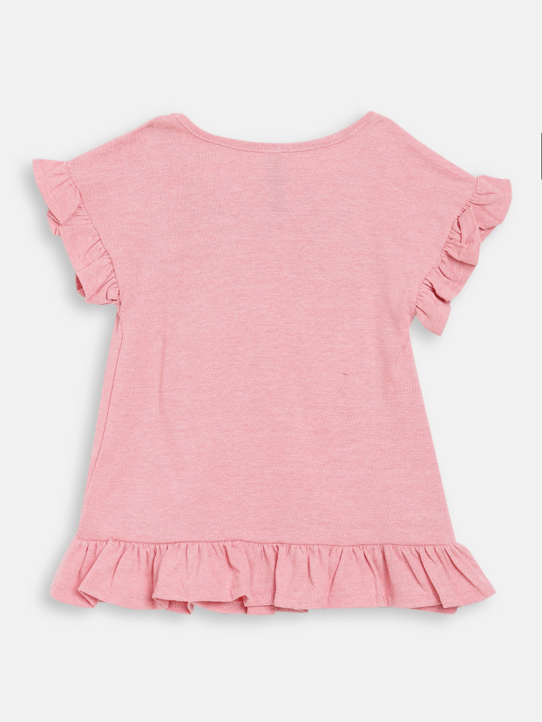 Blue Giraffe Girls Pink Embroidered Round Neck TShirt