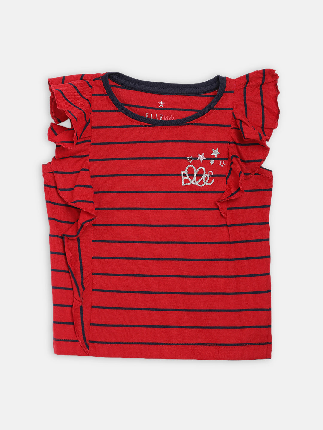 Elle Kids Girls Red Striped Round Neck TShirt