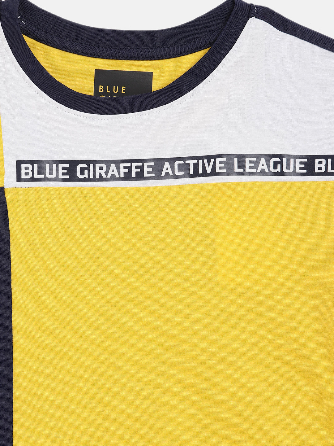 Blue Giraffe Boys Yellow Self-Design Round Neck TShirt