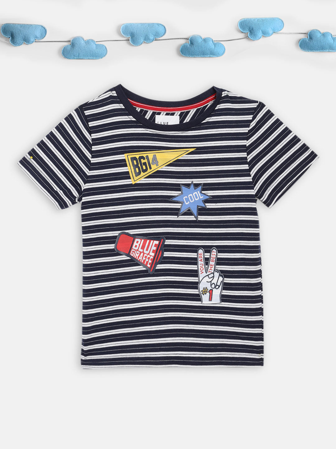 Blue Giraffe Boys Multi Striped Round Neck TShirt