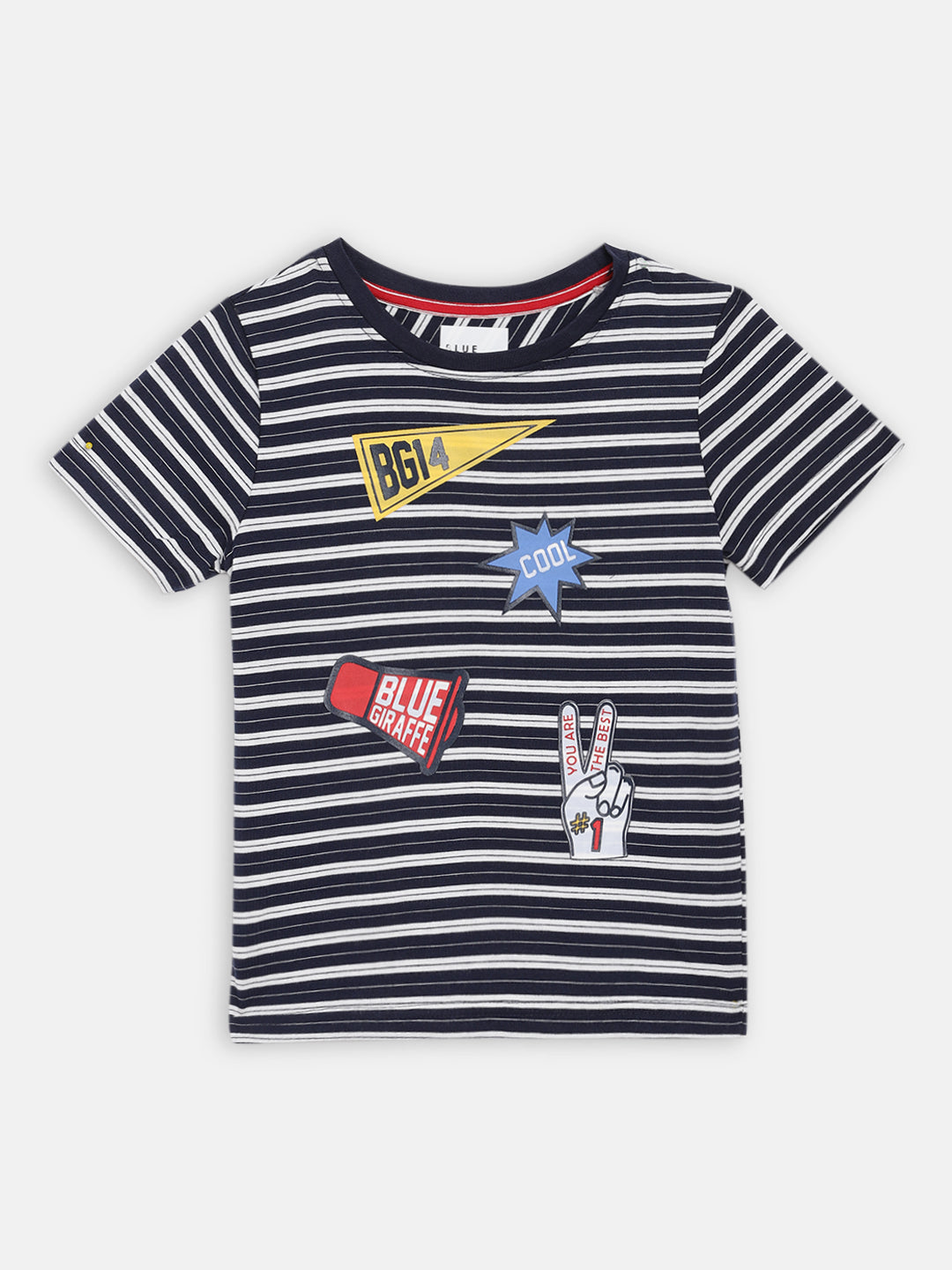 Blue Giraffe Boys Multi Striped Round Neck TShirt