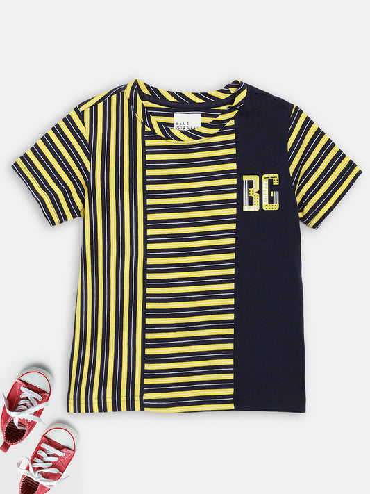 Blue Giraffe Boys Multi Striped Round Neck TShirt