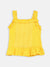 Blue Giraffe Girls Yellow Embroidered Square Neck Top