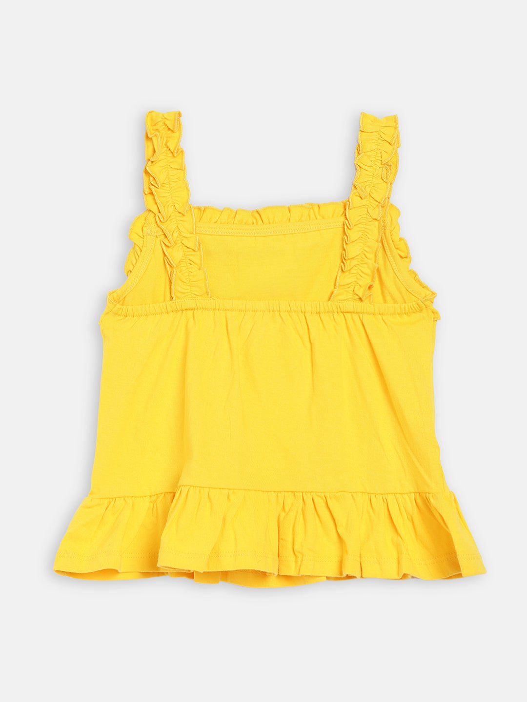 Blue Giraffe Girls Yellow Embroidered Square Neck Top