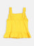 Blue Giraffe Girls Yellow Embroidered Square Neck Top