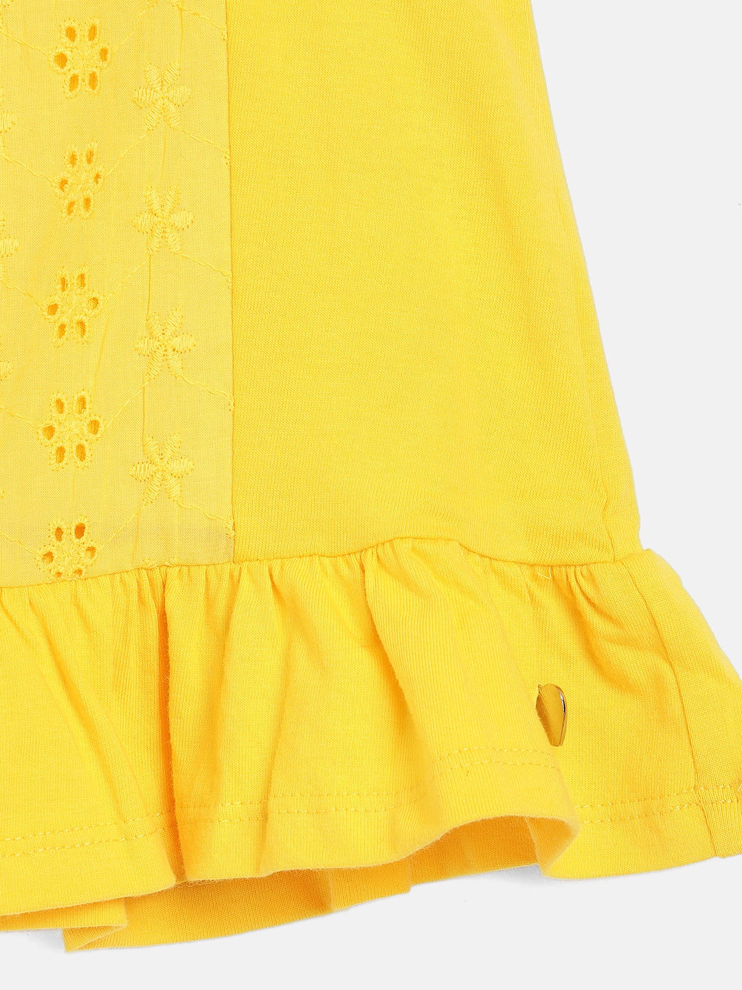 Blue Giraffe Girls Yellow Embroidered Square Neck Top