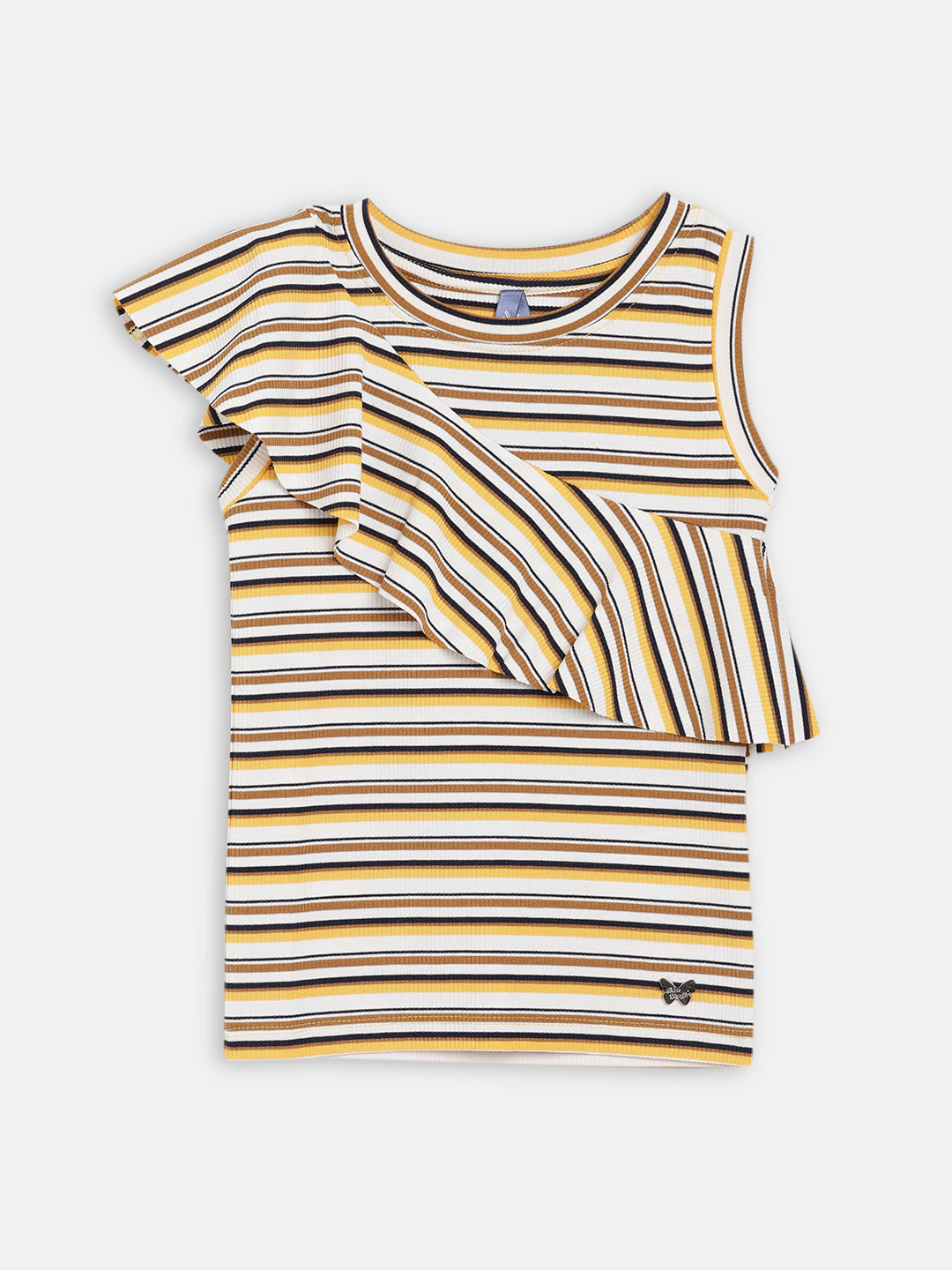 Blue Giraffe Girls Multi Striped Round Neck Top