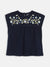 Blue Giraffe Girls Navy Embroidered Round Neck Top