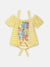 Blue Giraffe Girls Yellow Printed Square Neck Top