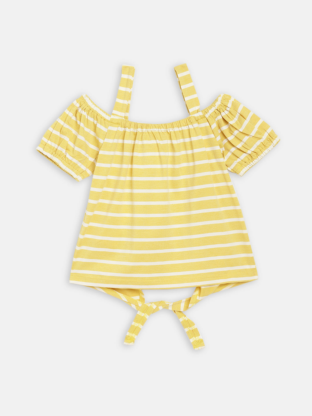 Blue Giraffe Girls Yellow Printed Square Neck Top