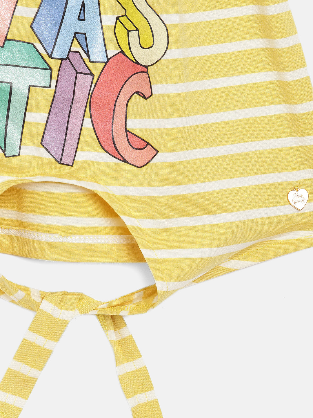 Blue Giraffe Girls Yellow Printed Square Neck Top