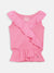 Blue Giraffe Girls Pink Embroidered V Neck Top