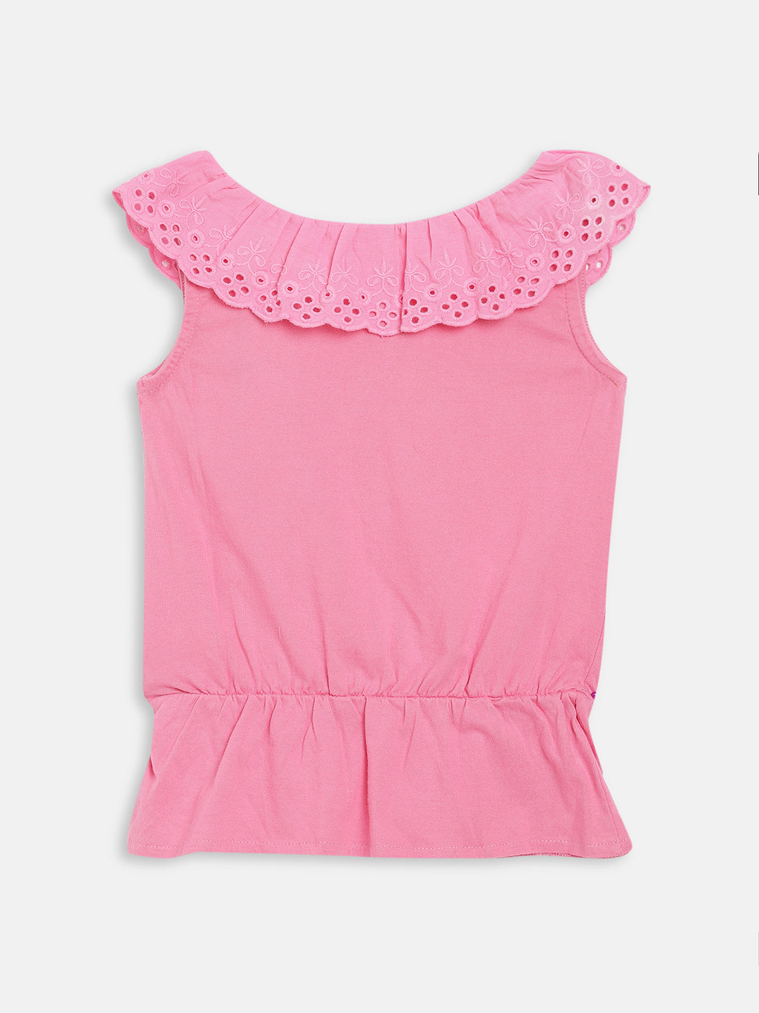 Blue Giraffe Girls Pink Embroidered V Neck Top