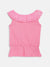 Blue Giraffe Girls Pink Embroidered V Neck Top